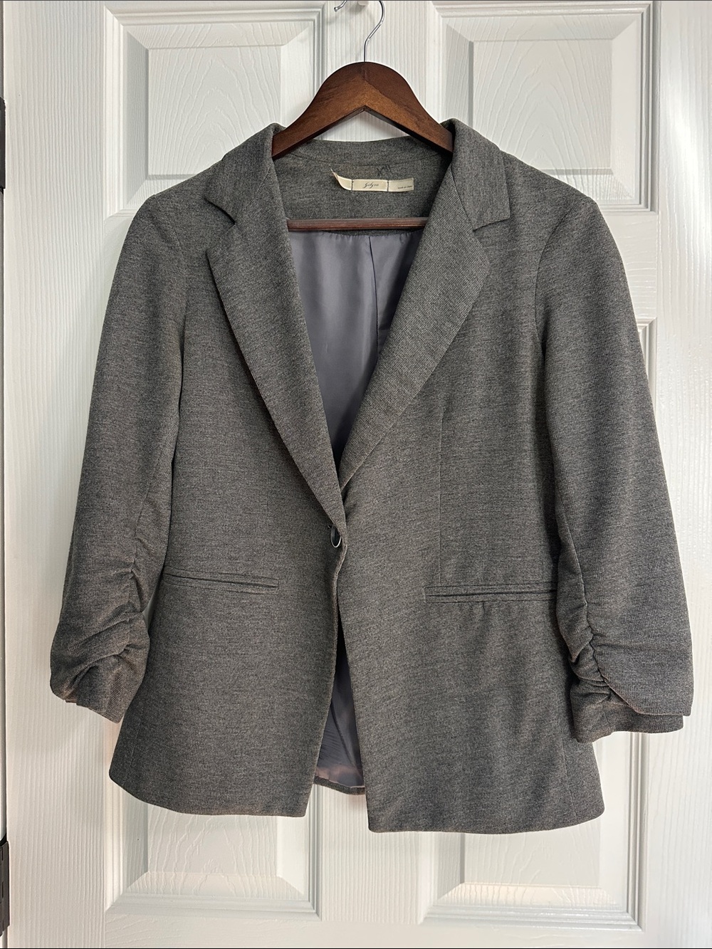 Women's Gray Single-Button Blazer Jacket